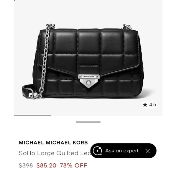 Michael Kors Soho Large Black Quilted Leather Shoulder Bag Chain Strap Gold - Picture 1 of 8